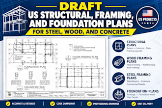 do US structural, framing, and foundation plans for steel, wood, and concrete