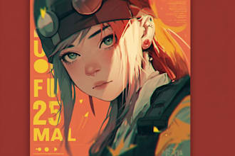 create anime tshirt design, album or book cover for you