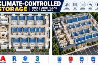 design climate controlled storage unit floor plans cad drawings