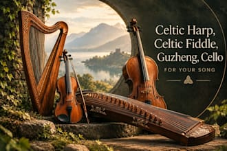 record live celtic harp, celtic fiddle, guzheng, cello for your song