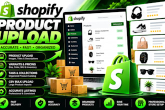 upload shopify products with images, descriptions, variants and tags