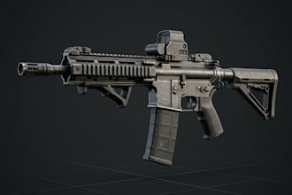 create 3d gun models, weapon models, and game ready assets for your game