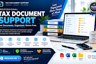 organize tax documents, receipts, invoices and financial records