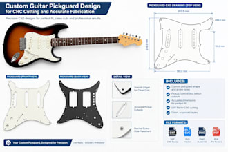 design custom guitar pickguards in cad for cnc cutting and accurate fabrication