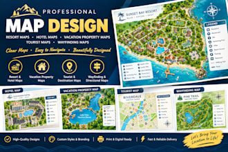 create resort maps, hotel maps, tourist maps, and wayfinding maps