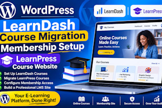 wordpress learndash course migration membership setuplearnpress course website