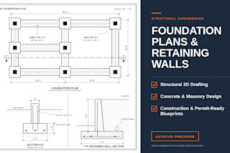 draft foundation plans and retaining wall structural drawings