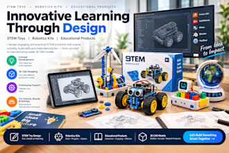 design stem toys, robotics kits and innovative educational products in 3d cad