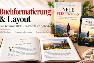 buchformatierung fur amazon KDP, kindle e book formatierung, buchgestaltung
