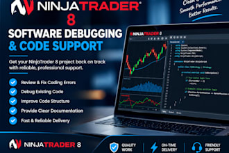 provide ninjatrader 8 software debugging and code support