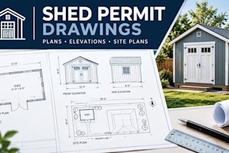 draft shed permit drawings and site plans for city submission