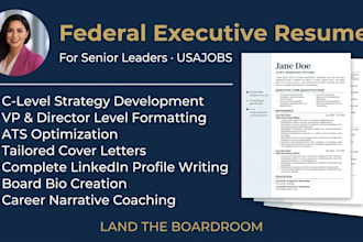 write a federal executive resume for usajobs and senior government roles