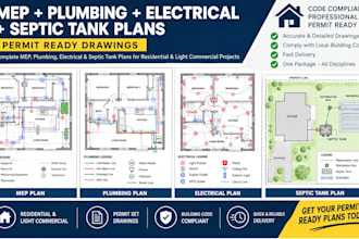 design mep, plumbing, electrical, and septic tank plans for permits