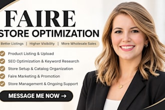faire wholesale store setup product listing upload SEO and shopify integration