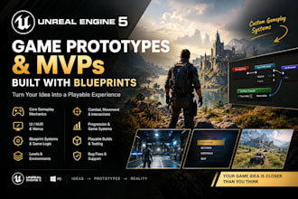 build functional unreal engine game prototype, mvps, systems with ue5 blueprint