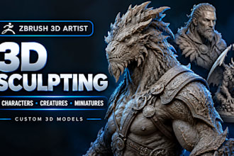 do zbrush 3d sculpting, character modeling, creatures and miniatures