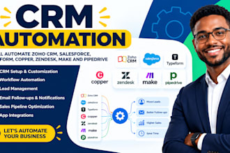 automate zoho CRM, salesforce, typeform, copper, zendesk, make, pipedrive