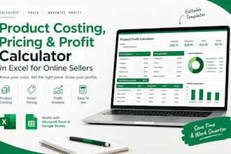 build product costing, pricing and profit calculator in excel for online sellers