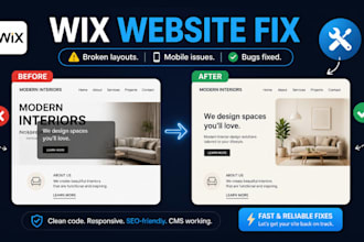 fix wix or wix studio bugs, layout, responsiveness, SEO, or cms issues