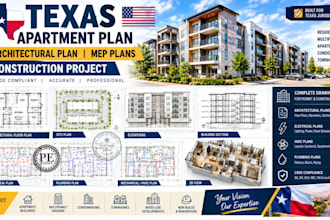 design texas apartment plan, architectural plan, mep plans, construction project