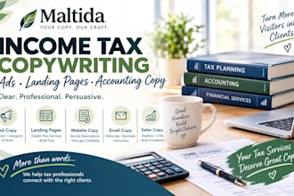write tax preparation ads, landing pages, and accounting copy income tax leads