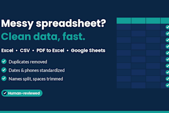 clean, fix, and convert your excel, CSV, or PDF data fast