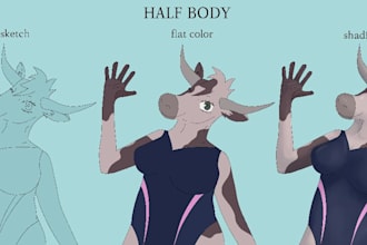 draw half body art of your original character or fanart