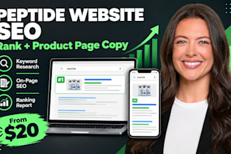 do peptide website SEO, product page copywriting and google ranking setup fast