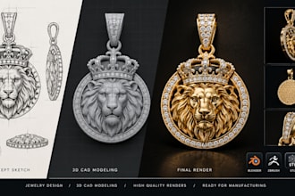 create high quality 3d jewelry design pendant sketch 3d jewelry 3d cad modeling