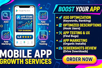 do mobile app marketing, aso optimization, and user testing