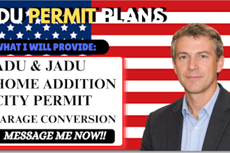 prepare architectural adu, garage conversion and home addition city permit plans