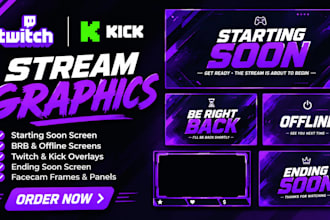 create tcg offline screen, brb, offline banner, starting soon for kick, twitch
