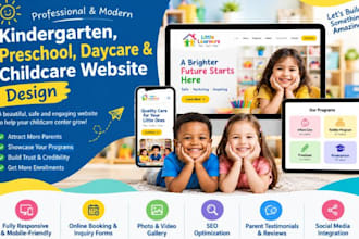 design kindergarten website preschool website daycare website childcare website