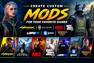 create custom mods for cyberpunk 2077, skyrim rdr2, gta v lspdfr gmod bg3 skyrim