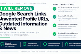 remove google search links, unwanted profile urls, outdated information news