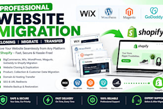 website migration cloning migrate wix wordpress magento godaddy to shopify