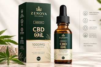 design logo, cosmetic packaging, supplement labels and can labels