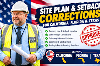 revise california site plans for setback and zoning comments