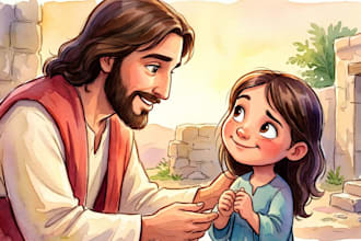 illustrate christian children story book and bible story illustration