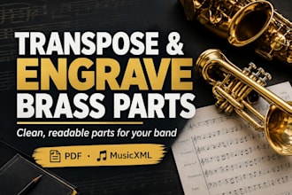 transpose and engrave sheet music parts for brass players