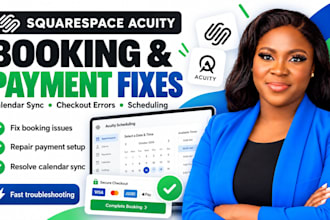 fix squarespace acuity booking, payment errors and calendar sync issues