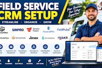 setup servicetitan, simpro, housecall pro, buildops, fieldpulse servicedeck CRM