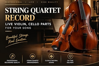 string quarter, record live violin, cello parts for your song string arrangement