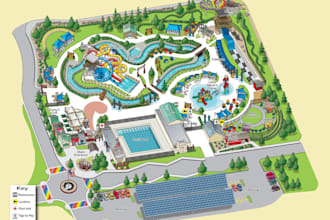 design custom water park, adventure park and attraction maps