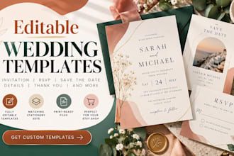 design editable canva wedding invitation and rsvp templates for etsy