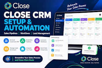 set up close io CRM sales pipeline, workflows, customization and automation