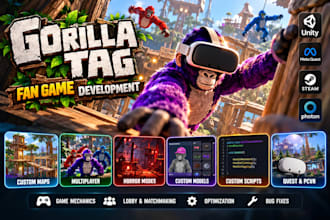 develop gorilla tag fan game unity vr coding scripts mods game development