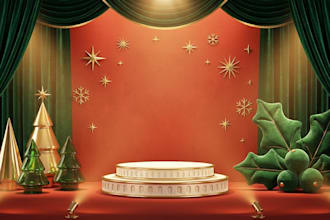 do interior christmas party room design, event stage lighting 3d visualization