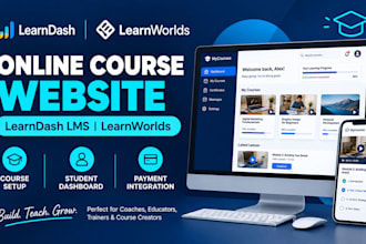 develop learndash lms, wordpress online course website and tutor lms website