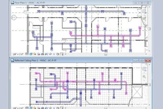 design mep drawings with plumbing and hvac plans for city permit submission